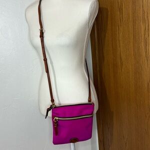 Dooney & Bourke magenta nylon double entry crossbody